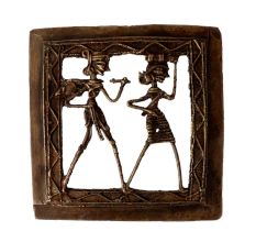Brass Dhokra Square Wall Hanging Of A Couple