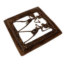 Brass Dhokra Square Wall Hanging Of A Couple