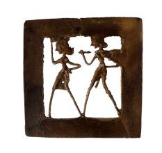 Brass Dhokra Square Wall Hanging Of A Couple
