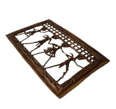 Brass Rectangle Wall Hanging Tribal Relief With Scene