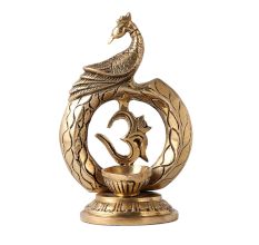 Peacock Oil Wick Diya With Om Statue
