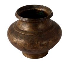 Brass Kalash Water Storage Pot In Dark Patina