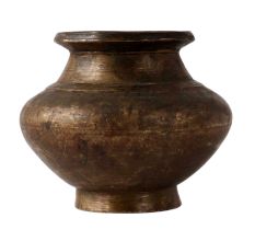 Brass Kalash Water Storage Pot In Dark Patina