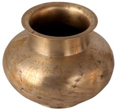Round Engraved Holy Water Pot for Hindu Rituals