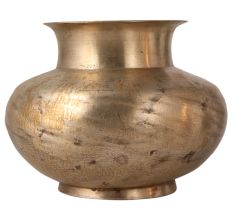 Round Engraved Holy Water Pot for Hindu Rituals