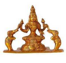Sitting Goddess Lakshmi or Laxmi with two Elephants