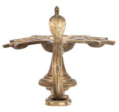 Brass Vintage Arti Lamp 8 Jyots with Cobra Handle