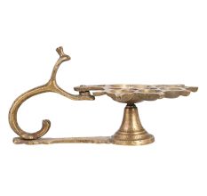 Brass Vintage Arti Lamp 8 Jyots with Cobra Handle
