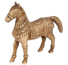 Indian Vintage Brass Horse with Artistic Work