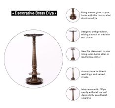 Heavy Brass Vintage Arti Lamp with 7 Jyots