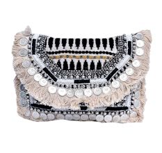 Black and White Coin Boho Banjara Bag