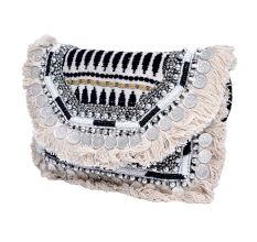 Black and White Coin Boho Banjara Bag