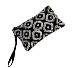 Black And White Beaded Indian Styled Clutch Purse