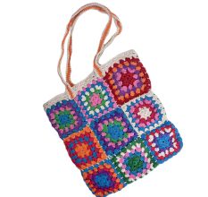 Handmade Patchwork Granny Square Tote Shoulder Bag