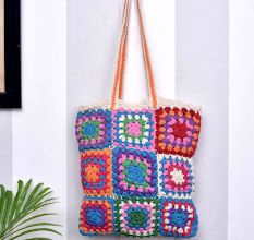 Handmade Patchwork Granny Square Tote Shoulder Bag