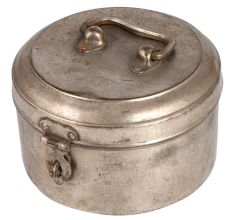 Round Brass Vintage Nickel Plated Food Box