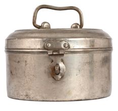 Round Brass Vintage Nickel Plated Food Box