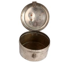 Round Brass Vintage Nickel Plated Food Box