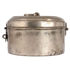 Round Brass Vintage Nickel Plated Food Box