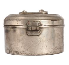 Round Brass Vintage Nickel Plated Food Box