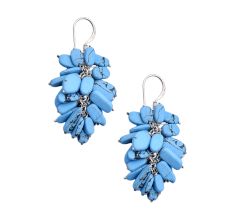 92.5 Sterling Silver Turquoise Nugget Stone Cluster Drop Dangle Earrings