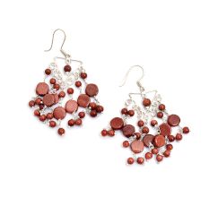 92.5 Sterling Silver Sunstone Cabochon Earring