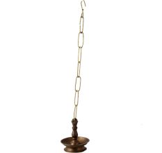 Heavy Brass Hanging Oil Lamp With Long Chain