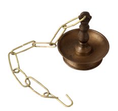 Heavy Brass Hanging Oil Lamp With Long Chain