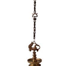 Brass Hanging Diya with a Peacock Design