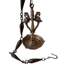 Brass Twin Parrorts Hanging Diya Oil Lamp
