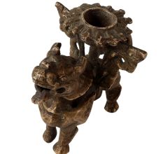 Brass Chinese Foo Dog  Candle Holder