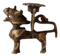 Brass Chinese Foo Dog  Candle Holder