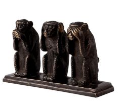 Hancrafte Three Brass Monkeys Statue Showpiece