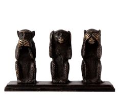 Hancrafte Three Brass Monkeys Statue Showpiece