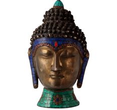 Brass Gautam Buddha Statue With Colorful Stones