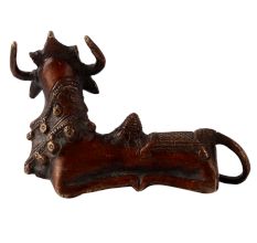 Brass Sitting Nandi Statue in Tribal Art