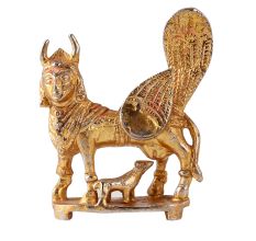 Brass Kamdhenu Cow Statue in Golden Finish