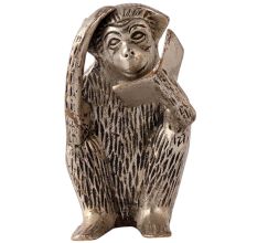 Brass Silver Statue of Monkey Reading Book