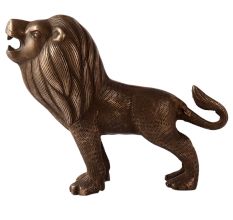 Handmade Brass Statue of Roaring Lion