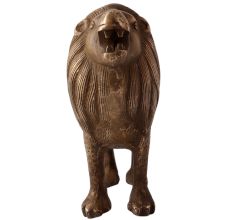 Handmade Brass Statue of Roaring Lion
