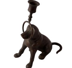 Brass Vintage Dog Candle Stand in English Art