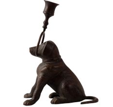 Brass Vintage Dog Candle Stand in English Art