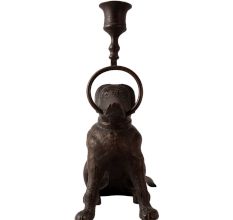 Brass Vintage Dog Candle Stand in English Art