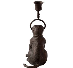 Brass Vintage Dog Candle Stand in English Art