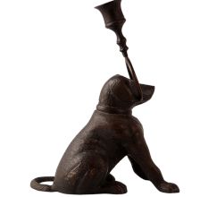 Brass Vintage Dog Candle Stand in English Art