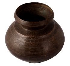 Spiritual Tribal Brass Pot In Dark Finish