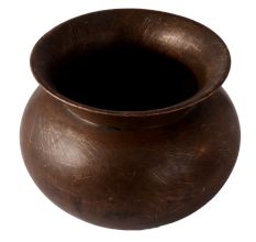 Primitive Round Matka Pot In Dark Finish