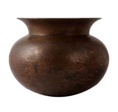 Primitive Round Matka Pot In Dark Finish