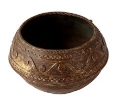 Brass Embossed Tribal Rice Measuring Bowl