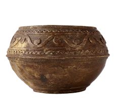 Brass Embossed Tribal Rice Measuring Bowl